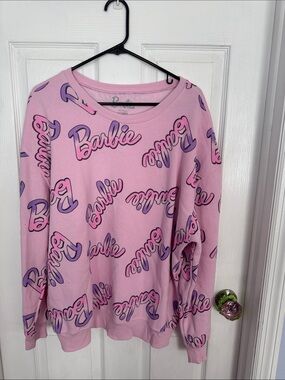 Barbie Pink Logo Allover Print Pajama Top
